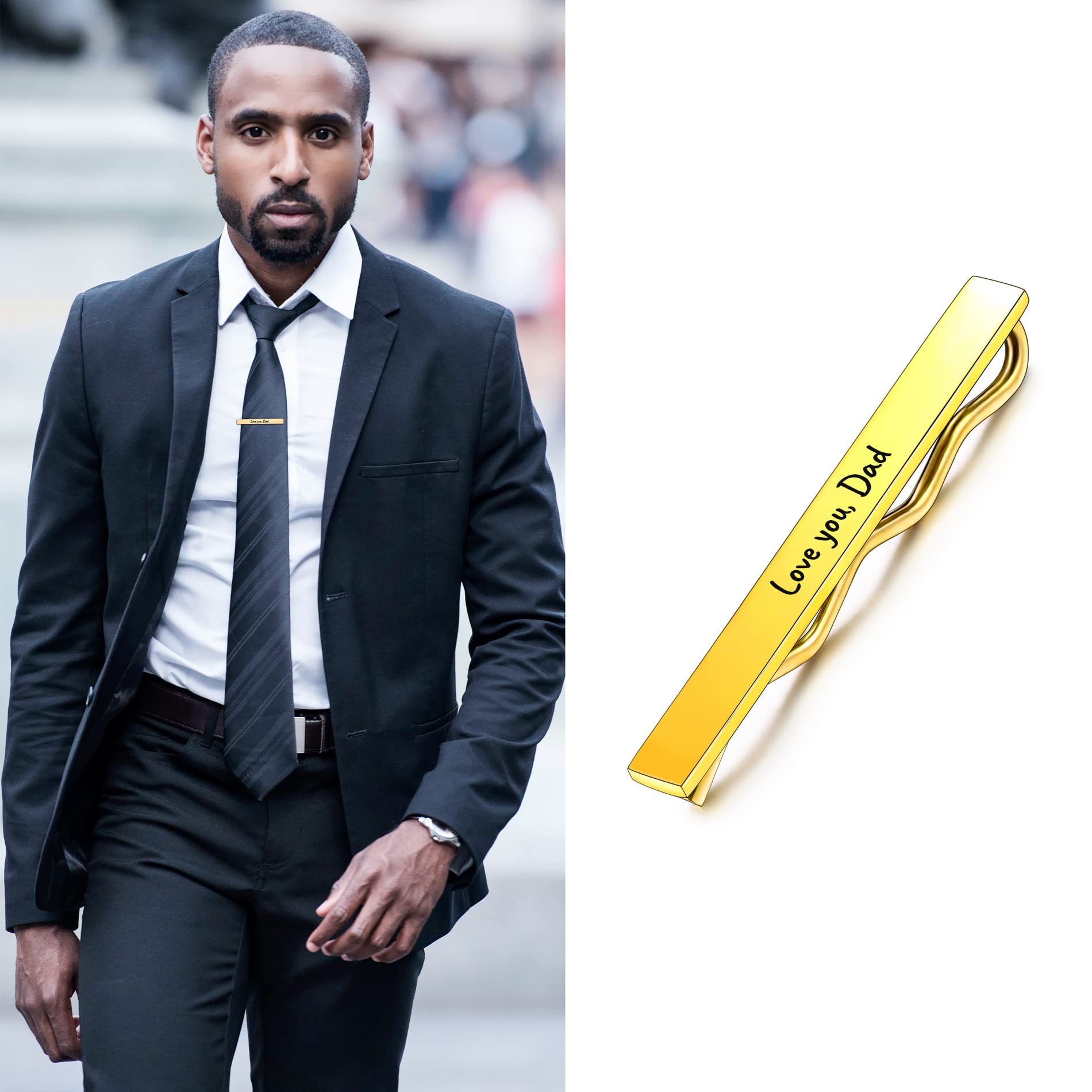 Personnalisé Argent Noir Or Pince à Cravate Barre pour Homme Acier Inoxydable Bijoux Affaires Cadeau de Mariage