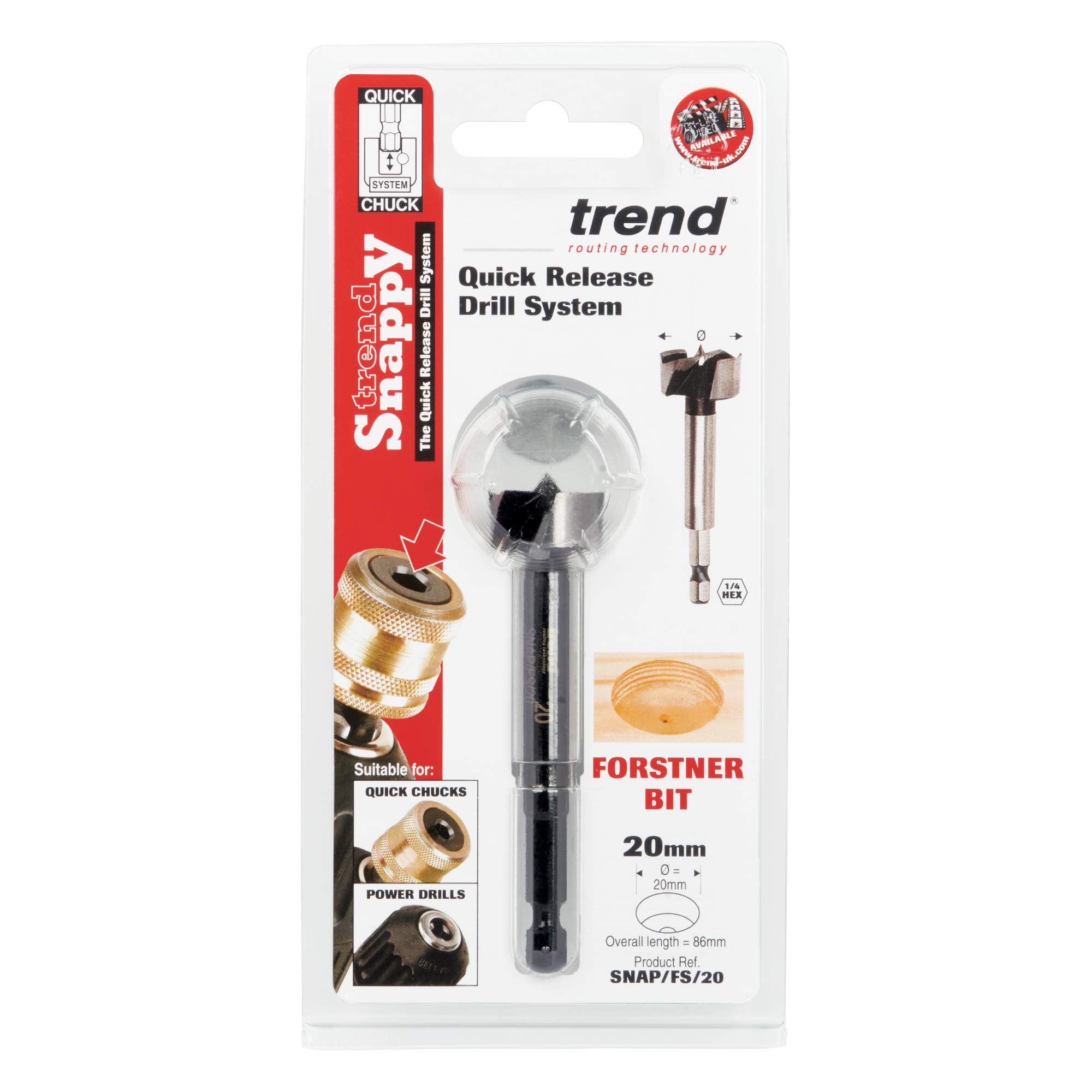Trend Snappy Foret Forstner 20 mm, trous précis, libération rapide