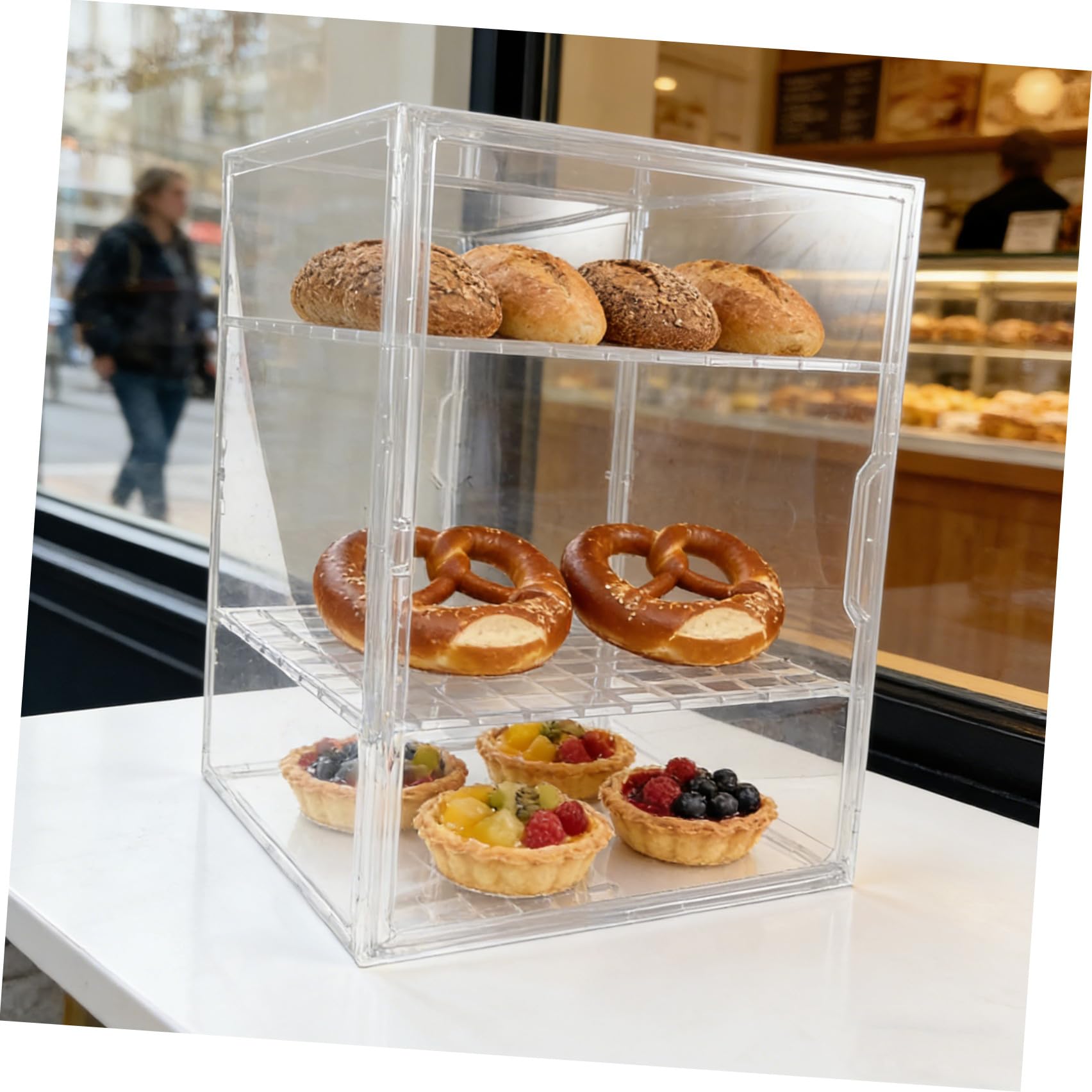 Vitrina Transparente de Panadería de 3 Niveles Ajustable para Postres