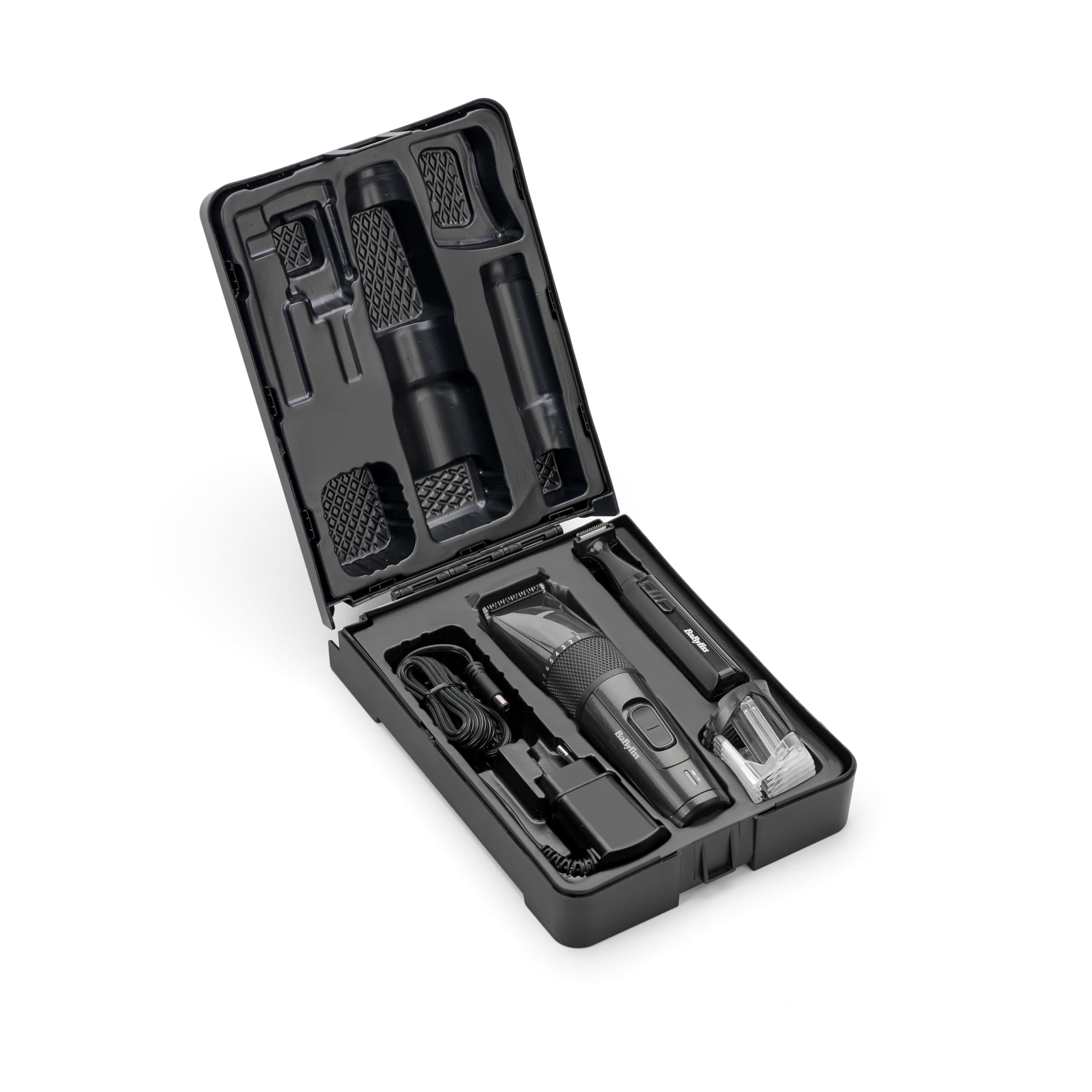 BaByliss MEN E978E Tagliacapelli con Lame in Titanio al Carbonio, a Rete/Ricaricabile, Mini Trimmer di Precisione Incluso, 26 Altezze di Taglio da 0.5 mm a 25 mm, Lame Lavabili, Custodia Rigida