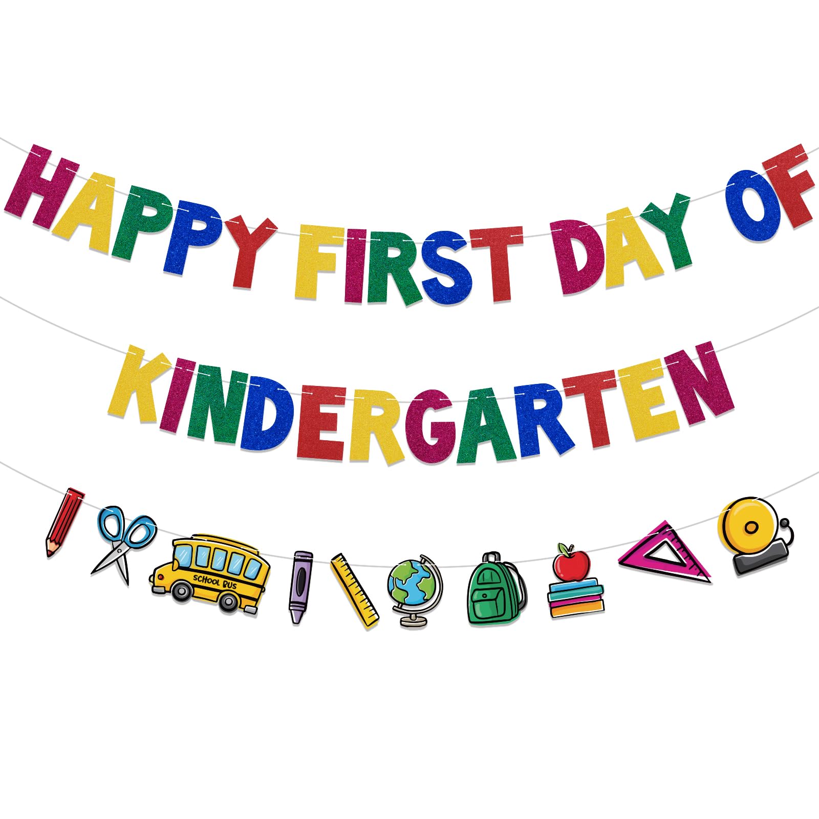 Happy First Day Of School Banner - 3-teiliges Set Für Schulparty, Klassenzimmer & Fotohintergrund
