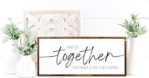 10x20 inches, And So Together They Built a Life They Loved Above Bed Signs Signs For Home Signs For Bedroom Bedroom Wall Decor Signs For Above