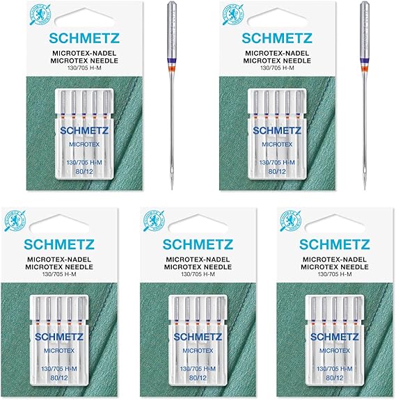 25 Schmetz Microtex Sharp Sewing Machine Needles 130/705 H