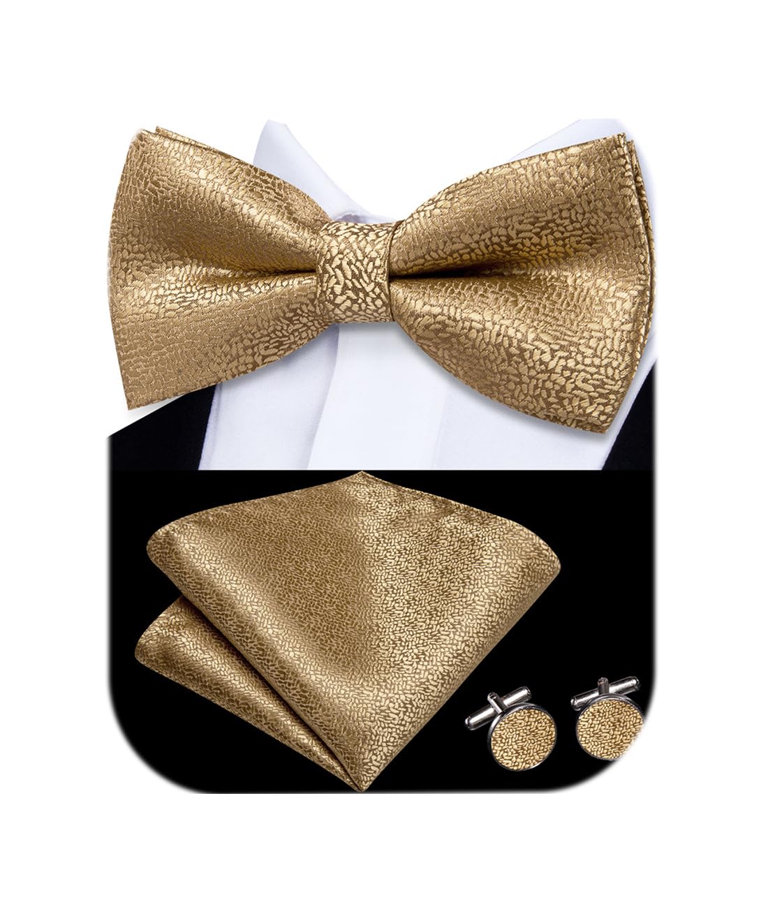 Dubulle Mens Paisley Striped Bowtie Set Pre-tied Bowtie for Men and Pocket Square Set Wedding Business