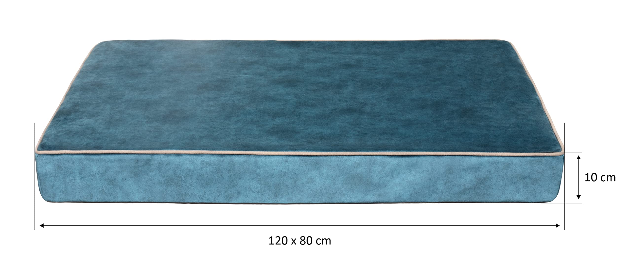 Colchón ortopédico CAZO Cama de Terciopelo para Perros y Gatos 120 x 80 x 10 cm, XL, Turquesa L1551/C