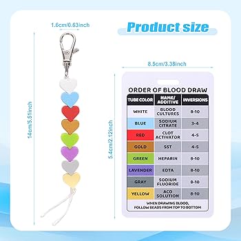 Order of Blood Draw Beads with Reference Card, Order of Blood Draw