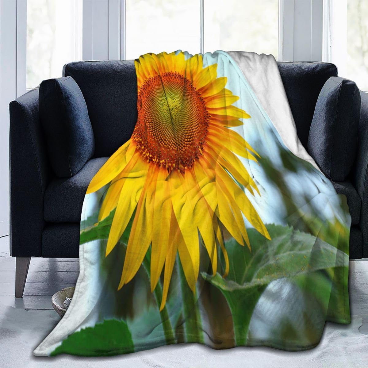 Beautiful Sunflowers in Field Blanket for Women 40"X50" Plush Soft Throw Blankets for Home Living Room Bed Couch Style04
