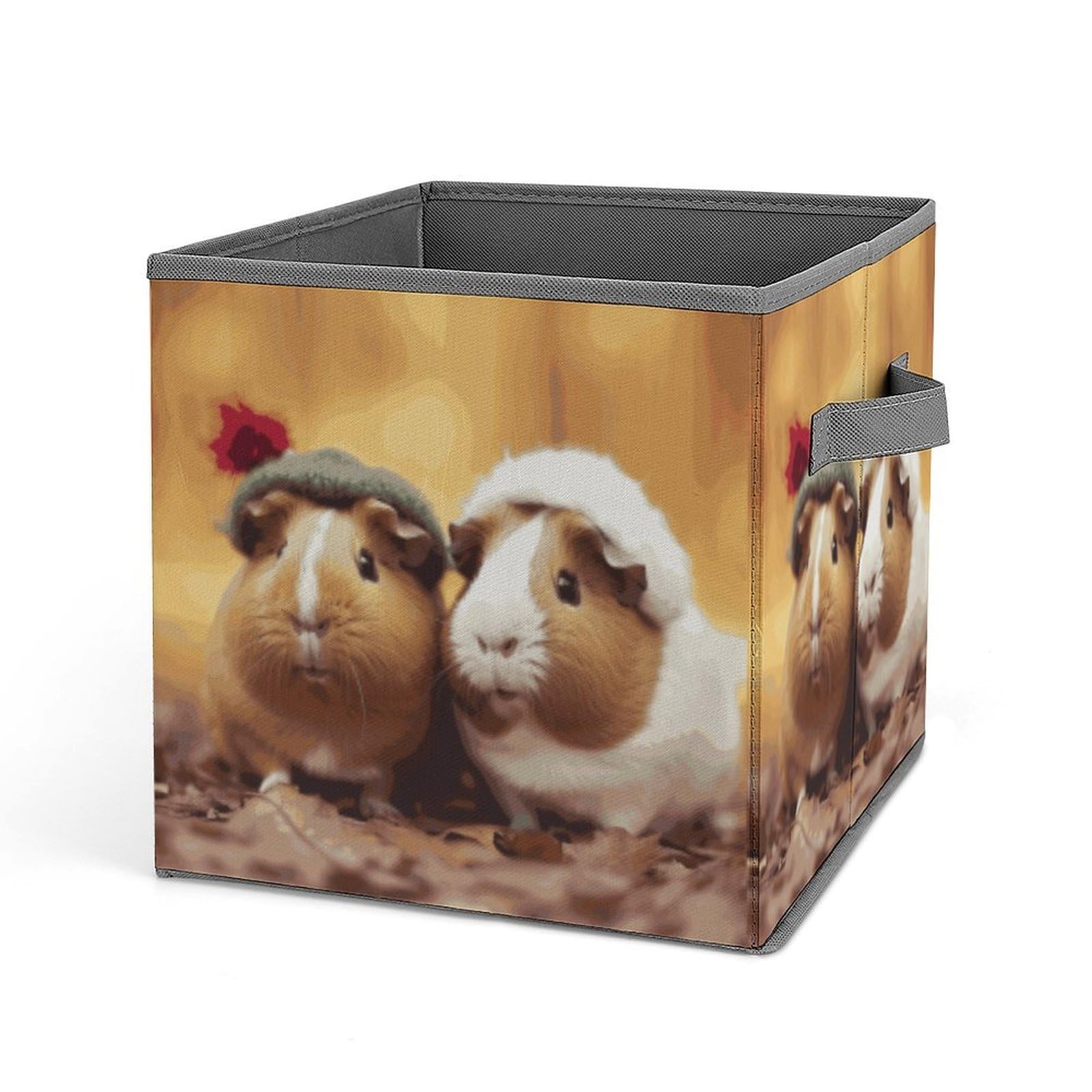 DWVTSLH Cute Guinea Pigs Cube Storage Bins with Handle, Foldable Storage Cubes, 11 Inch Large Storage Baskets, Washable Fabric Closet Organizer for Shelves, Decorative Clothes Storage Boxes