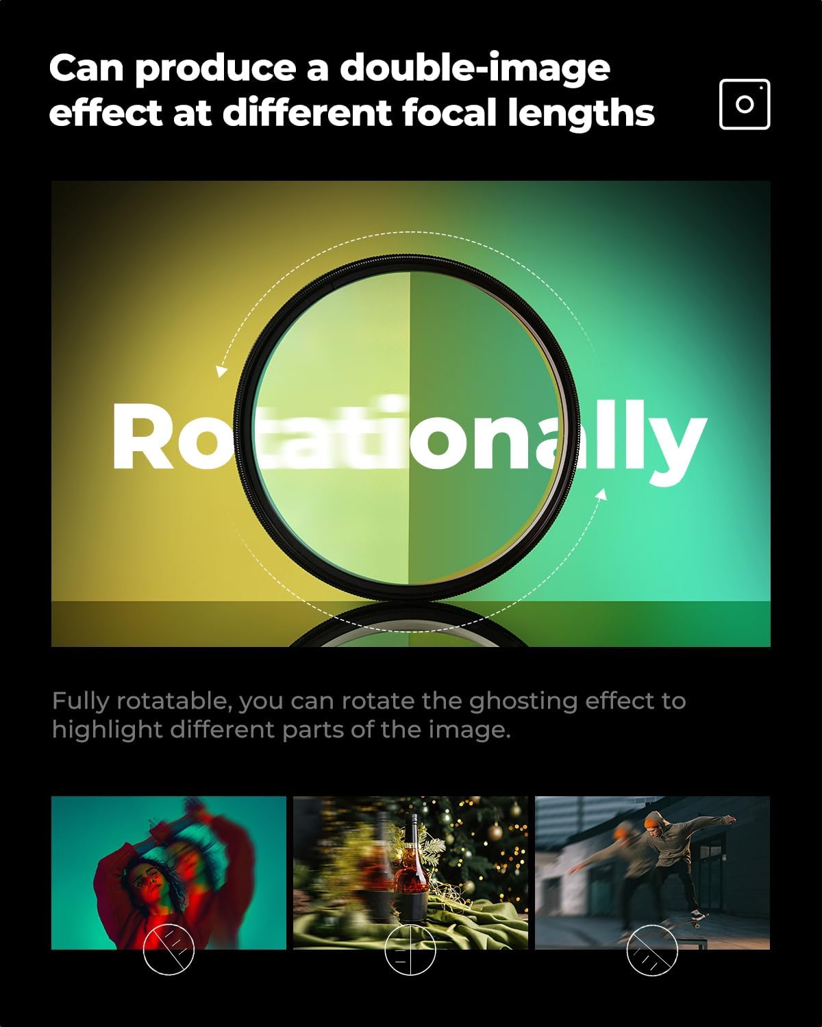 K&F CONCEPT 58mm Unilateral Blur Ghost Motion Filter Super Speed Effects for Camera Lens Clear Optical Glass with Cleaning Cloth