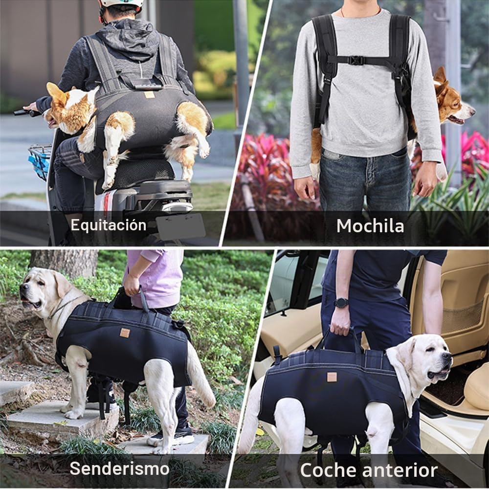 Mochila transportadora para perros grandes de cuerpo completo con asa, arneses de elevación para perros con reflectante para perros ancianos discapacitados