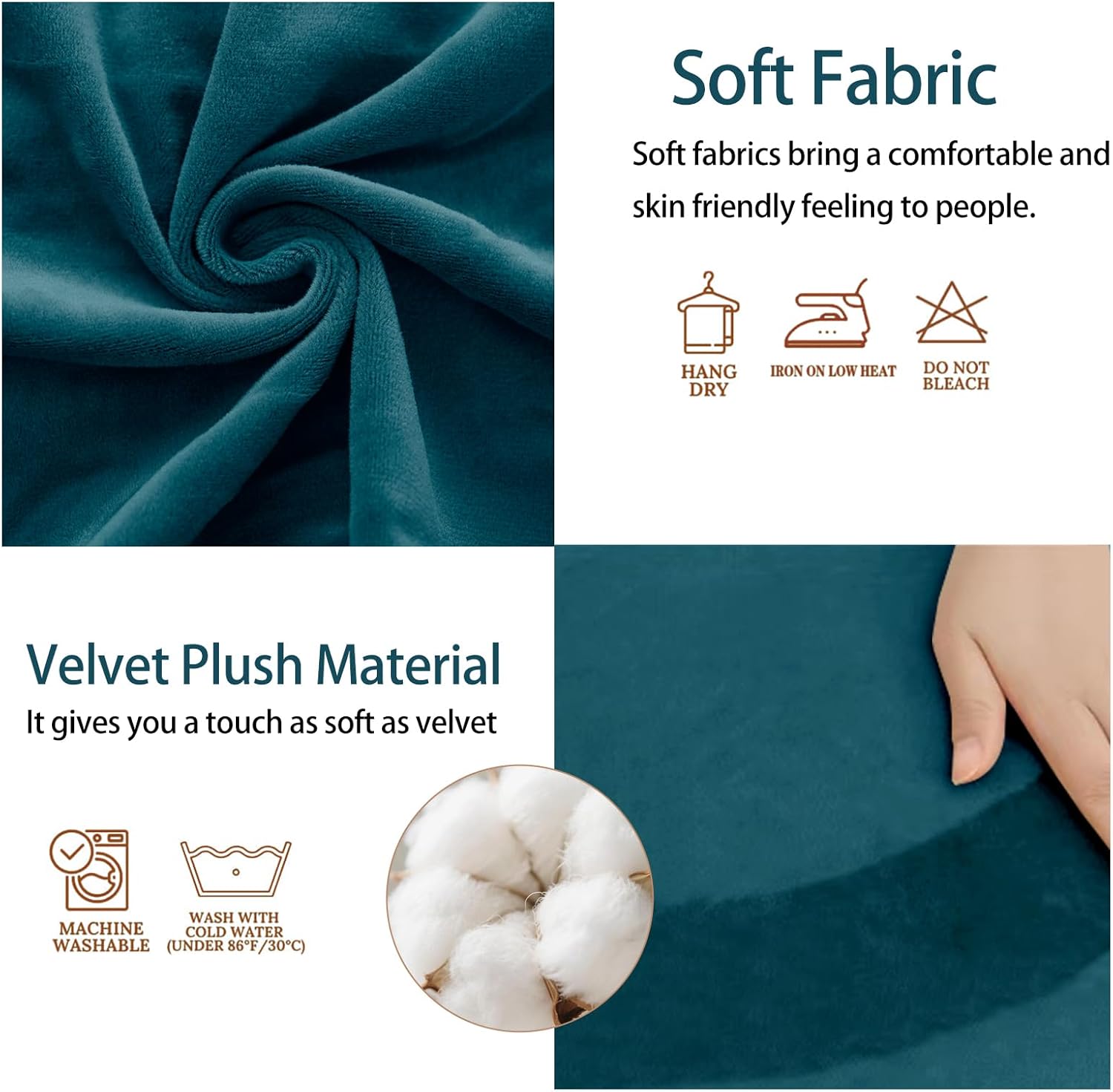 Dining Chair Seat Covers Set of 6, Stretch Velvet Chair Seat Slipcovers Protector, Removable Washable Kitchen Chair Covers for Dining Room Chairs (Set of 6, Teal)