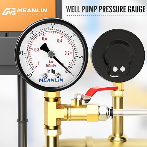 Miniatura 6 de MEANLIN MEASURE -30inHG  0Psi Medidor de presión de vacío seco, cara de dial de 2 "14" NPT WOG prueba de presión de aire de aceite de agua, montaje