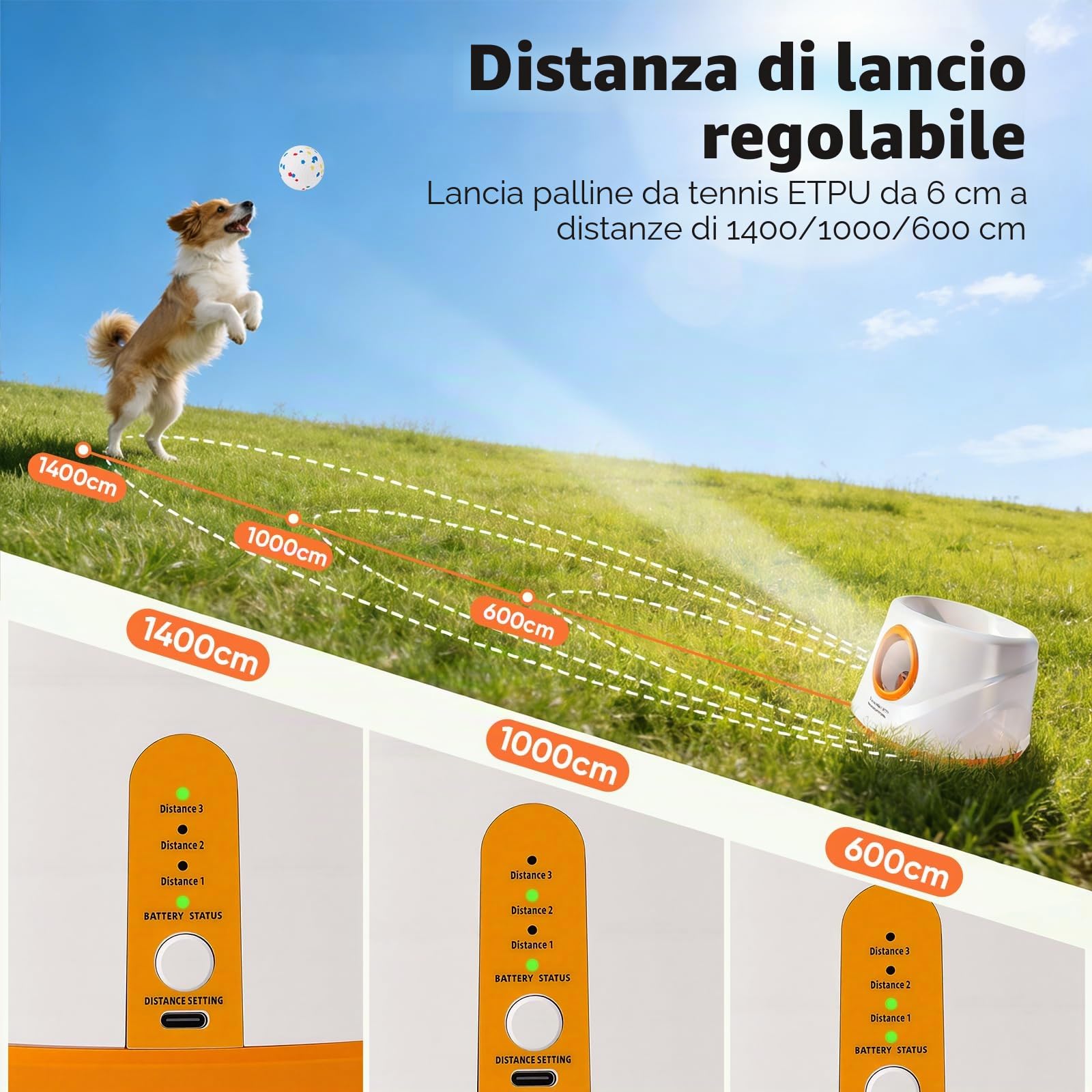 Lanciapalle automatico per cane - Macchina lanciapalle interattiva - Lanciapalle automatico interattivo per cani di piccola taglia e cane