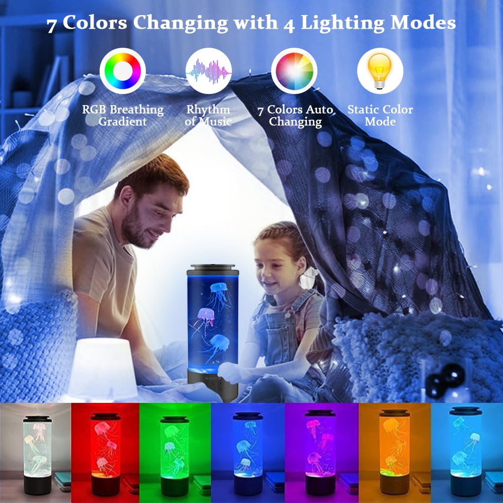 Jellyfish Lamp, Led Quallen Aquarium Lampe Quallen Lampe mit Fernbedienung Bluetooth Quallenlampen mit 7 Farbwechsel mit 4 Lichtmodi Lavalampe Quallen Lampe, für Zuhause Dekoration (Schwarz)