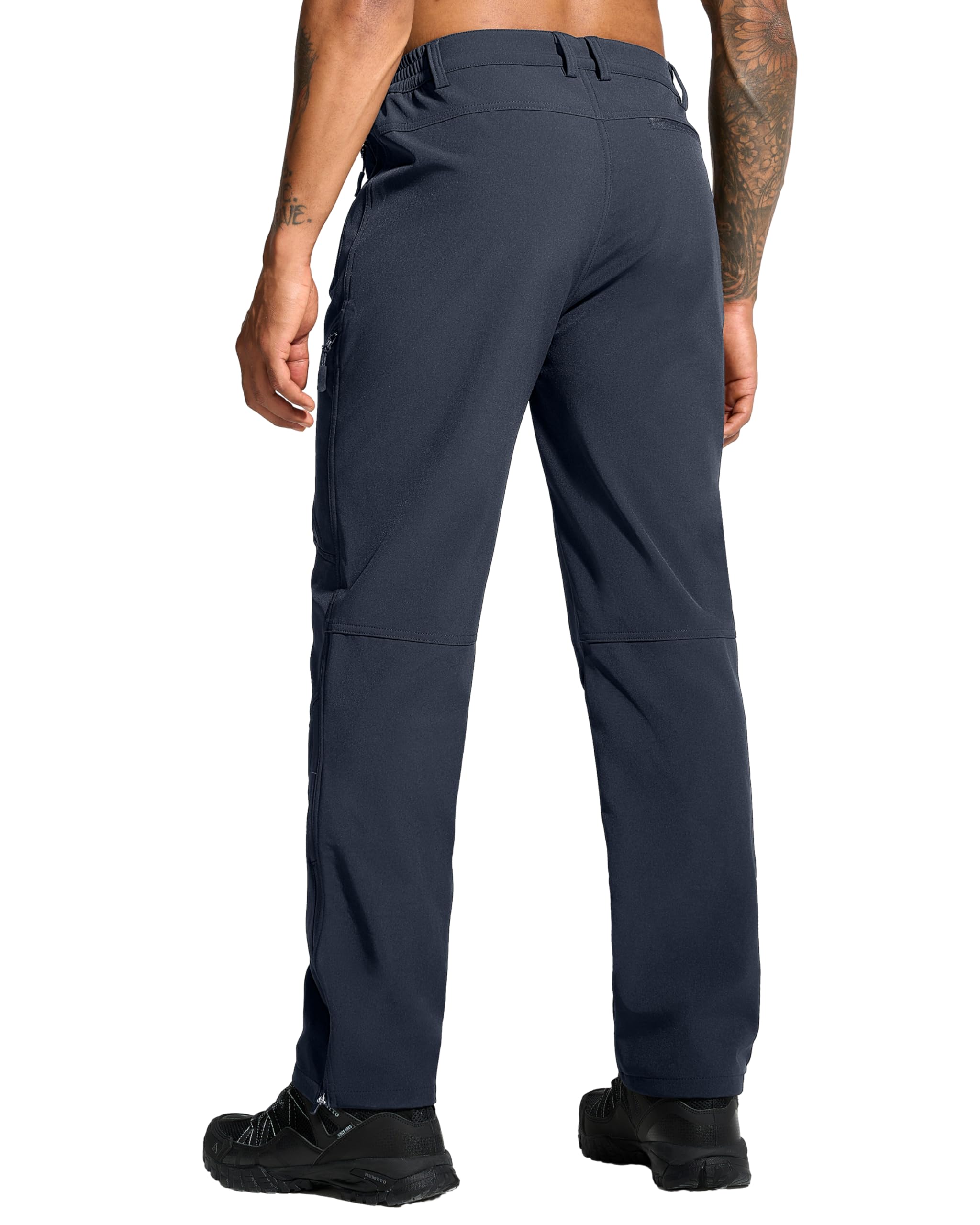 ISEEGZ Mens Snow Ski Hiking Pants Winter Fleece Lined Outdoor Waterproof Insulated Zipper Bottom Leg