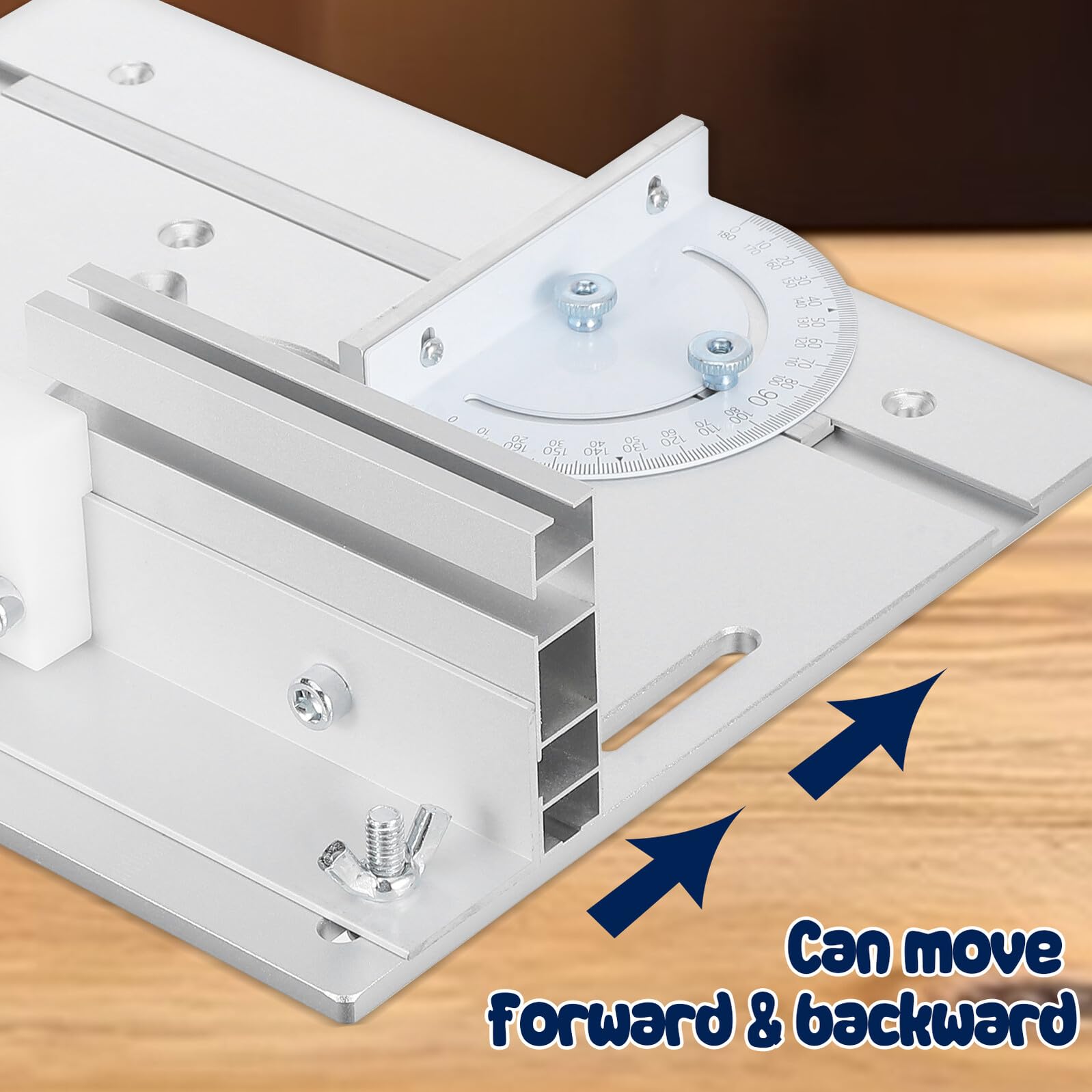 Piastra Inserto per Tavolo Router in Lega di Alluminio S8 Argento | Scala Chiara e Compatibilità, con Calibro Angolare Incluso, per Lavorazione del Legno e Progetti Creativi