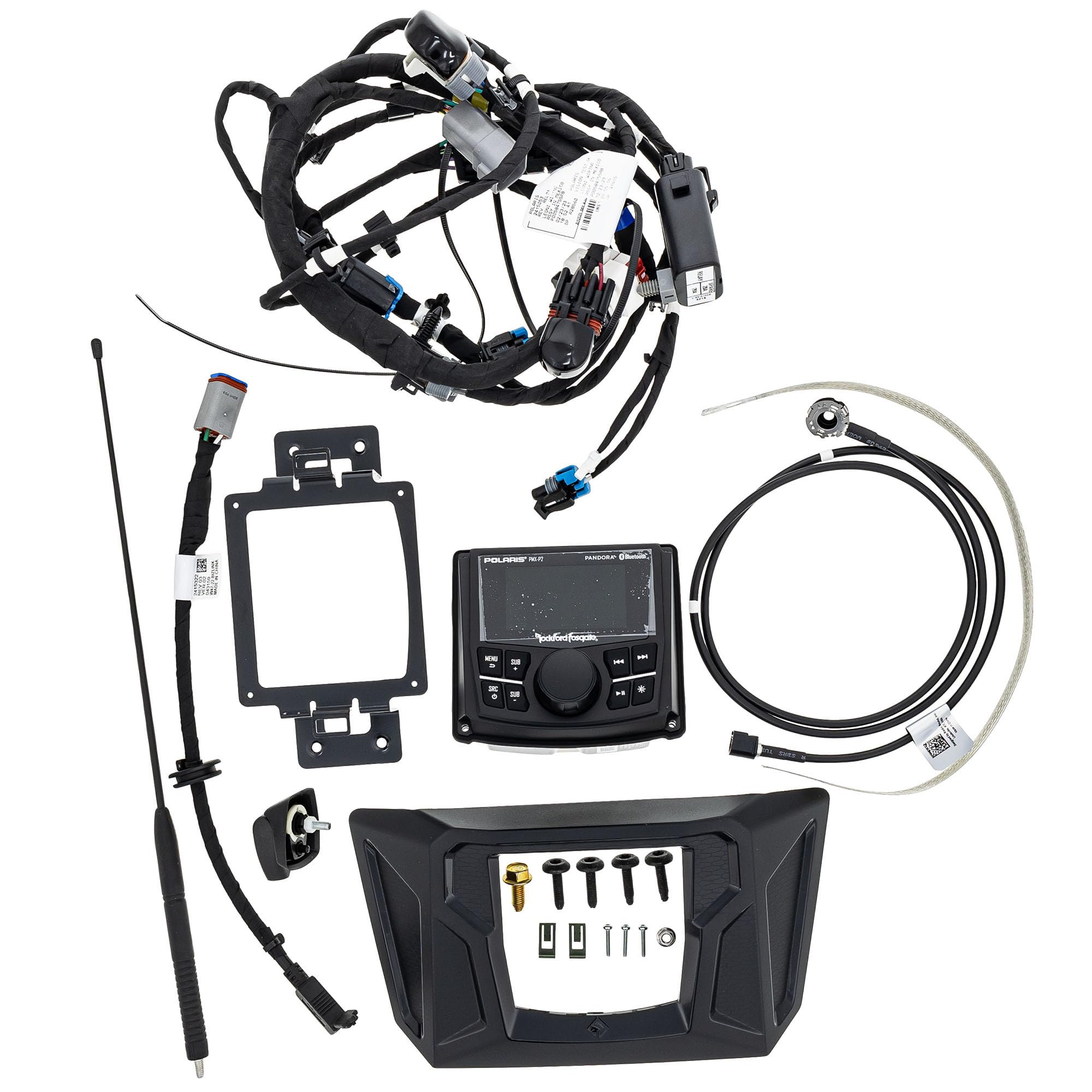 Polaris OEM RZR PMX-P2 Head Unit and Mount Kit by Rockford Fosgate, Qty 1, Part 2884256