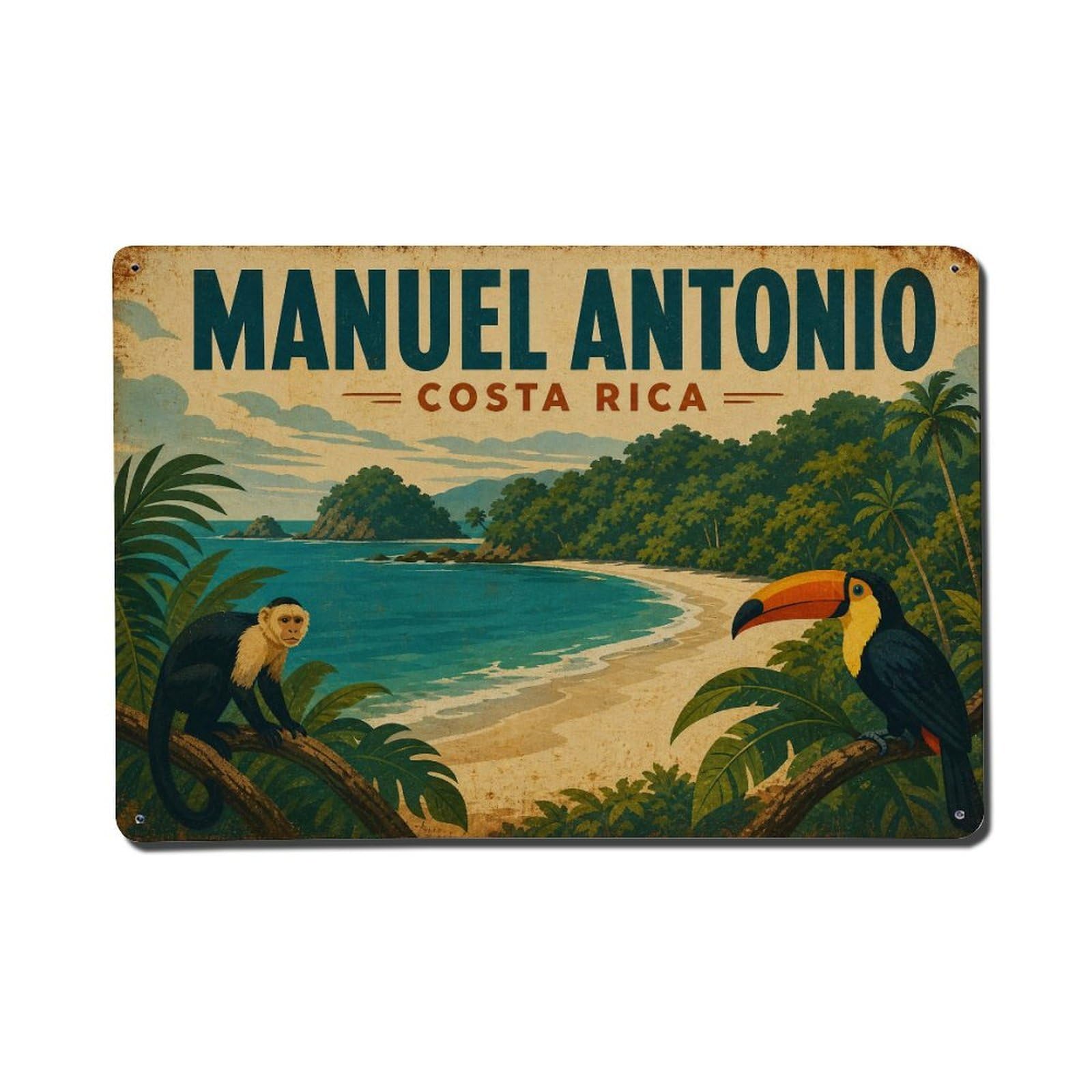 Retro Travel Costa Rica Manuel Antonio Metal Tin Sign