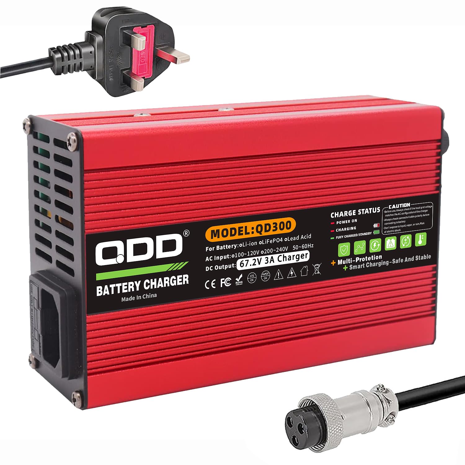 QDD 67.2V 3A Caricatore 60V Li-ion Batteria Smart Charger Utilizzato per 16S 60V Li-ion Battery Input 220-240V