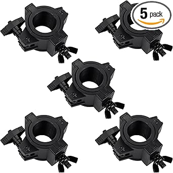 Stage Light Clamp 5 Pack, 33lb Plastic DJ Light Clamps, Truss for Studio Theater, 1'' Lighting O Clamp Fit 3 Size Pipe Diameter: 25mm 38mm 50mm