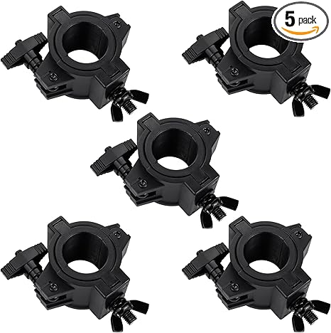 Stage Light Clamp 5 Pack, 33lb Plastic DJ Light Clamps, Truss for Studio Theater, 1'' Lighting O Clamp Fit 3 Size Pipe Diameter: 25mm 38mm 50mm
