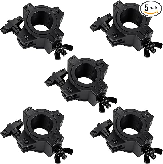 Stage Light Clamp 5 Pack, 33lb Plastic DJ Light Clamps, Truss for Studio Theater, 1'' Lighting O Clamp Fit 3 Size Pipe Diameter: 25mm 38mm 50mm