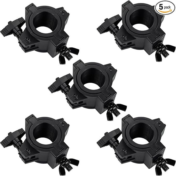 Stage Light Clamp 5 Pack, 33lb Plastic DJ Light Clamps, Truss for Studio Theater, 1'' Lighting O Clamp Fit 3 Size Pipe Diameter: 25mm 38mm 50mm