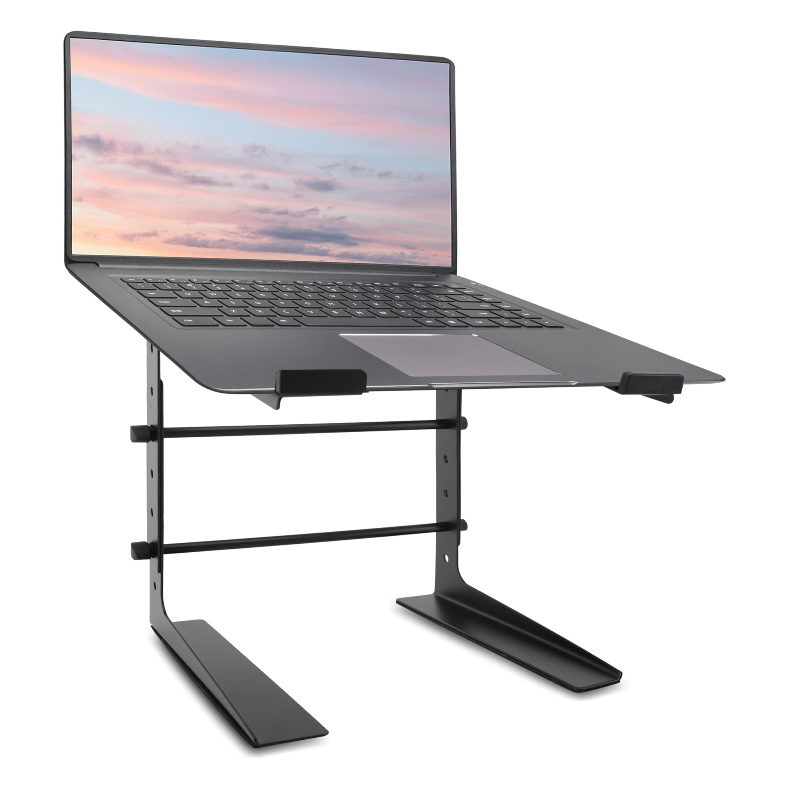 Pyle Portable Adjustable Laptop Stand - 6.3 To 10.9 Inch Anti-Slip Standing Table Monitor Or Computer Desk Workstation Riser With Level Height Alignment For Dj, Pc, Gaming, Home Office Plpts25