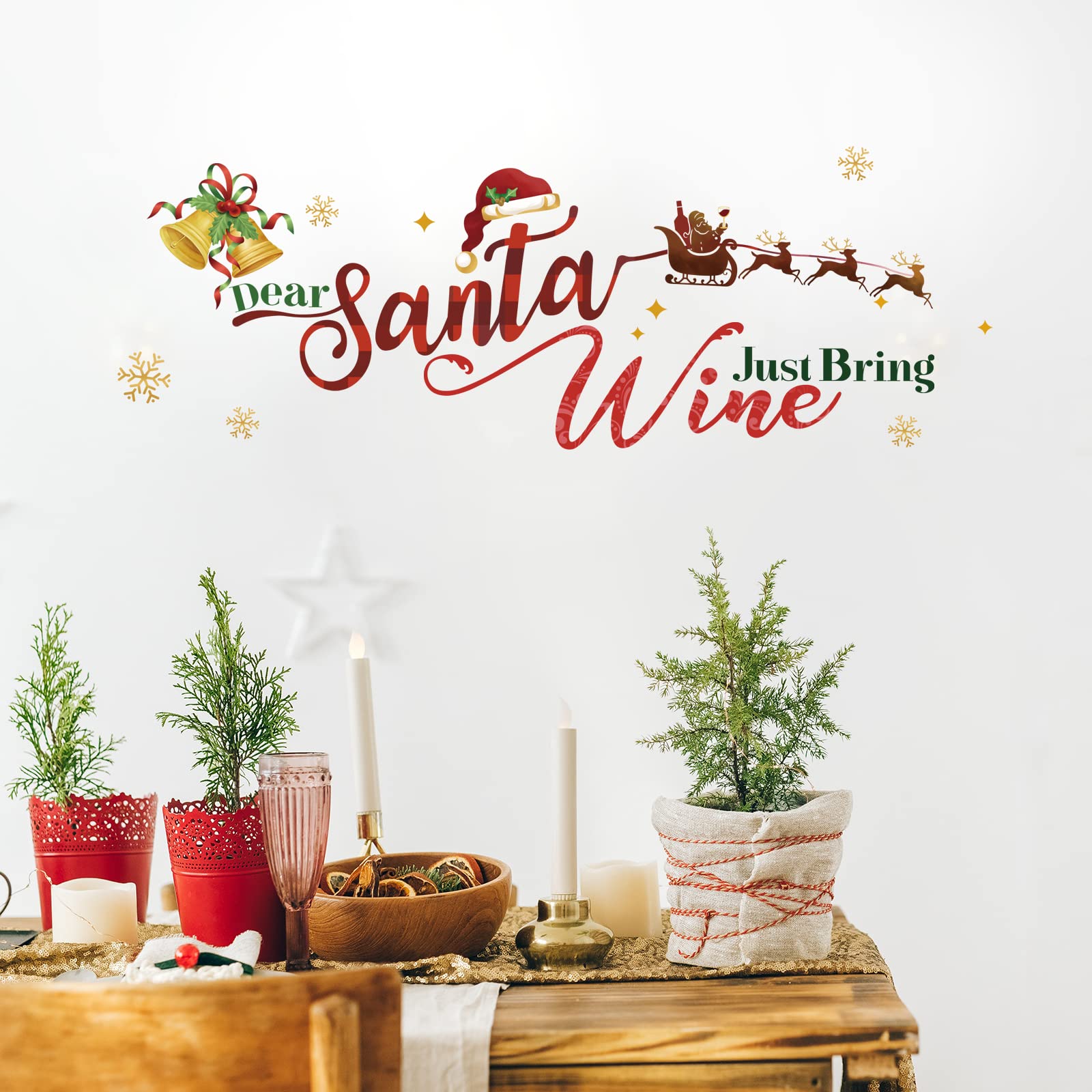 Decalmile 2 Fogli Adesivi Vetrofania Natalizi 30x90 Cm, Babbo Natale, Fiocchi Di Neve, Alce, Rimovibili, Per Finestre, Porte, Specchi, Decorazione Casa