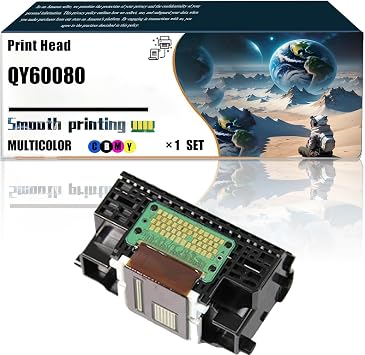 Replacement Parts Print Head QY60080 Compatible with Canon IP4820 IP4920 IX6520 MG5120 MG5220 MG5320 MX712 MX882 MX892 Printers, Contains Chip and Clear Printing 1 Set