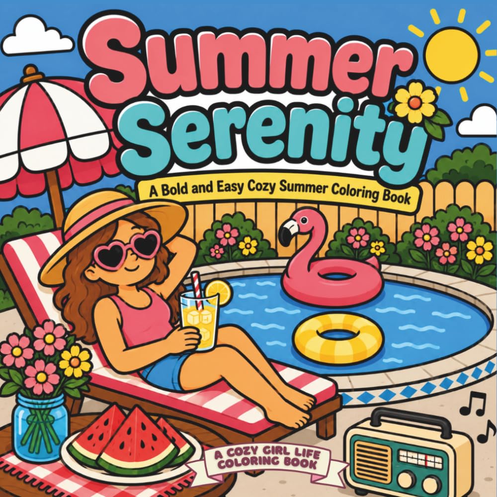 Summer Serenity: A Bold and Easy Cozy Summer Coloring Book (Cozy Girl Life)