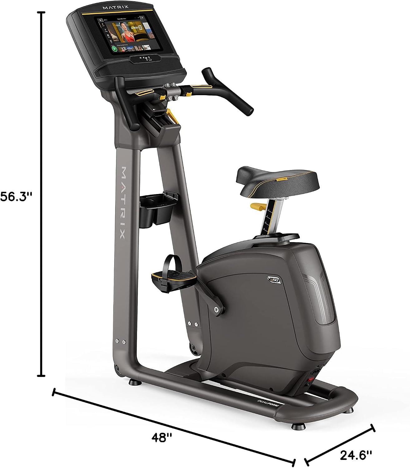 Matrix Fitness U50 Upright Bike with XER | 10" Touchscreen (WiFi+BT) | Club-Quality, Stable Dual Form Frame, Comfort Arc Seat | HIIT-Ready Exact Force Brake, Long Rides and High Calorie Burn