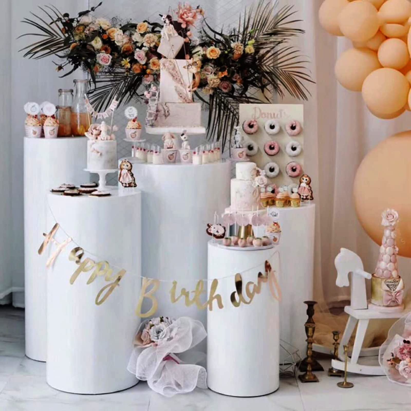 Cilindros de 5 uds para Soporte de Fiestas de cumpleaños de Boda, Cubierta de Pedestal de Cilindro Redondo Blanco para baratijas Flores y Velas Prop