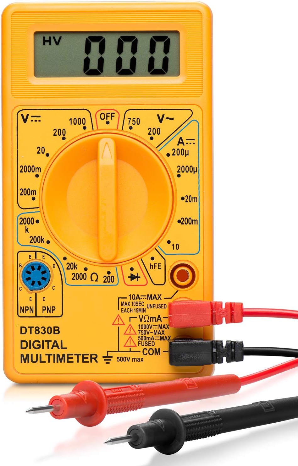 NeikoHILTEX 40508 Digital Multimeter | Diode and Transistor Tester | AC/DC Volt Test | Test Probes | Voltmeter | Multitester Meter |Volt/OHM Meter (VOM) | Measure Voltage Test(Pack of 25)