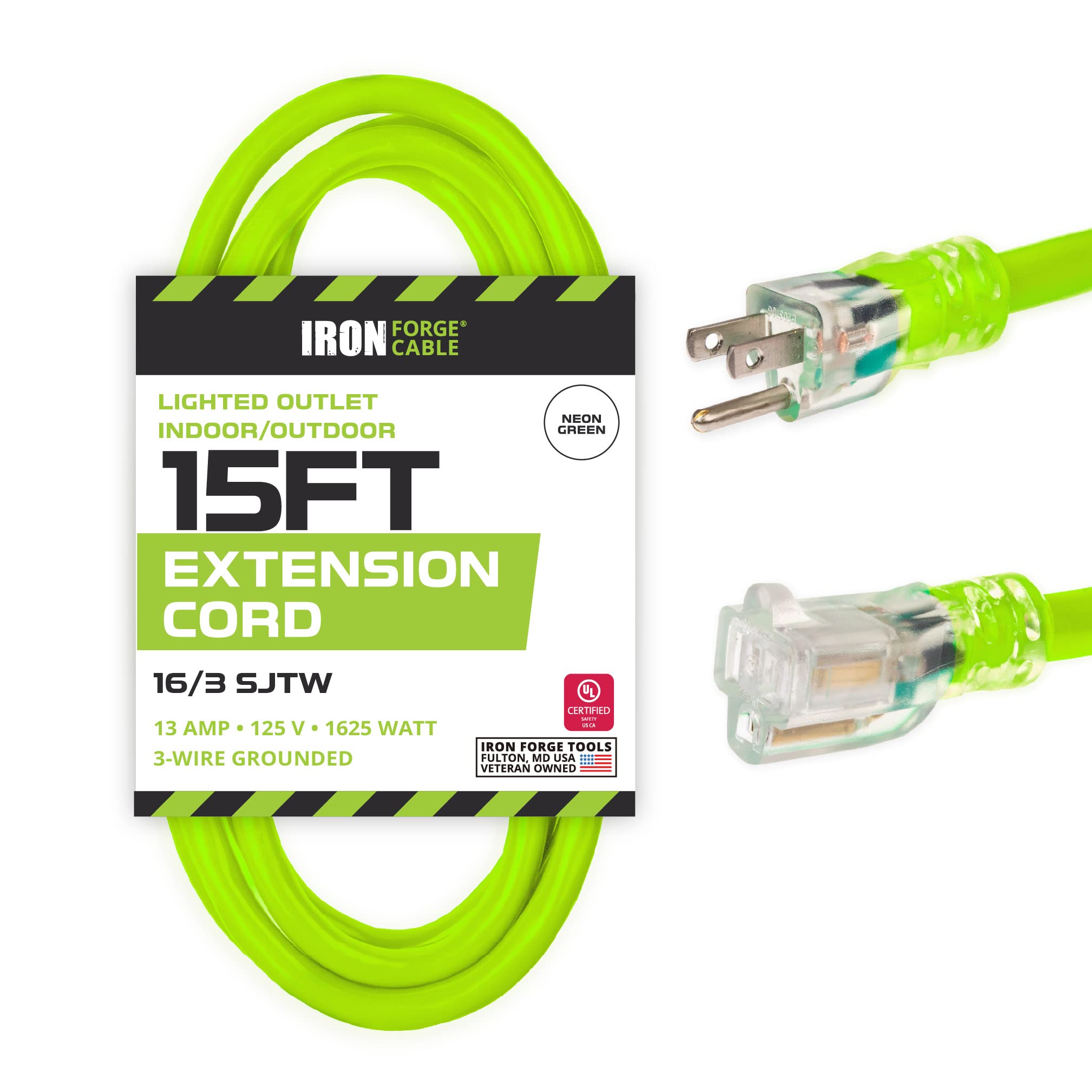 Iron Forge Cable Weatherproof 15 Ft Outdoor Extension Cord - 16/3