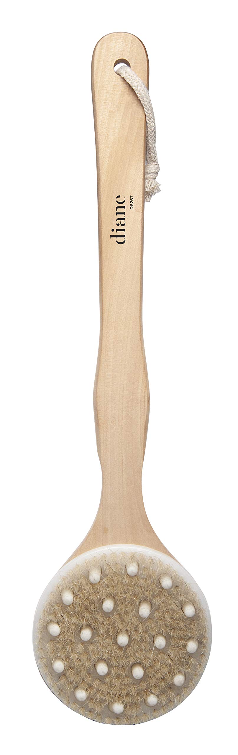 Diane Peelingbürste mit langem Griff, natürliche Holzfarbe