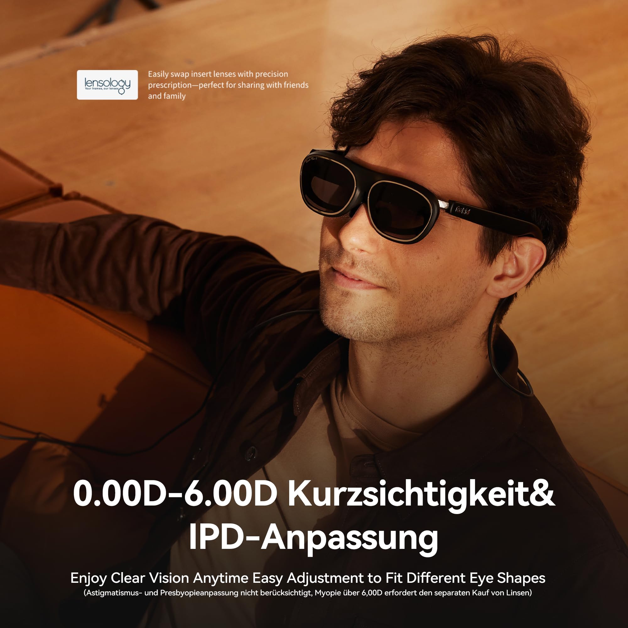 AR Spatial Schwarz, AR-Brille mit dreifachem Display für räumliches Computing