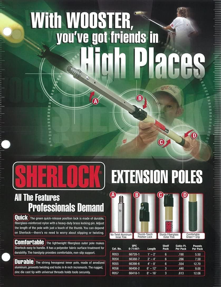 Wooster Brush SR055 Sherlock Extension Pole, 4-8 feet (New 4-8 Feet, Beige/Green) F