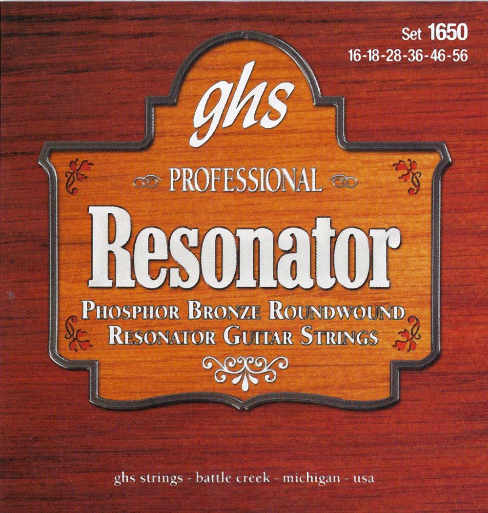 Resonator Guitar Strings Set 1650 – Phosphor Bronze - Square Neck & Round Neck Dobro/Lap Steel, Bluegrass & Slide Guitar, Long Lasting Tone, Powerful Projection, Balanced Sound