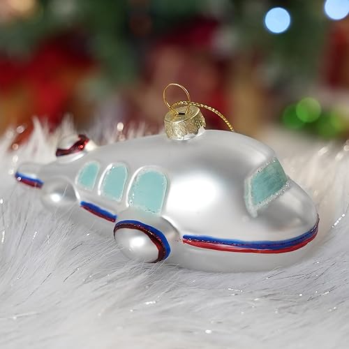 Miniatura 7 de Joiedomi Adornos de Navidad de mini avión, pequeño adorno de vidrio soplado para árbol de Navidad, decoraciones colgantes en interiores, regalos de