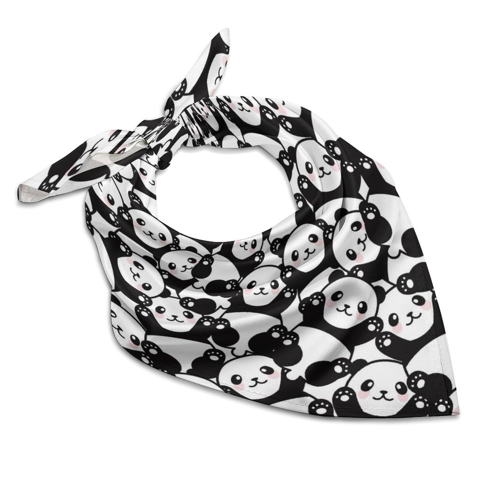 TZTTZT Bandanas for Women Men - Cute Panda-E Silk Bandana Headband Handkerchiefs Face Mask Scarf 25