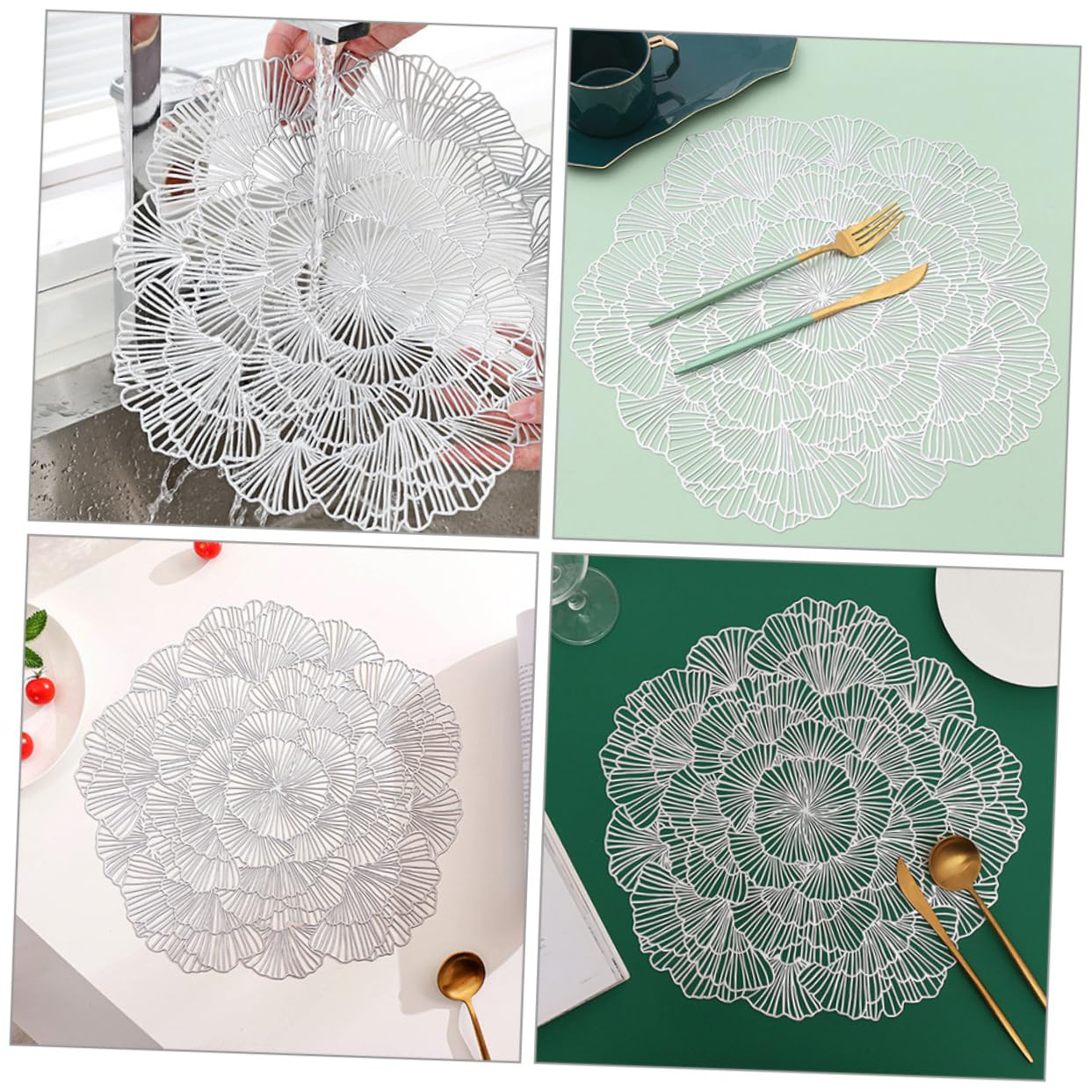 12piezas Manteles Individuales De Flores Artificiales Aislantes para Cuencos Mantel Decorativo Posavasos