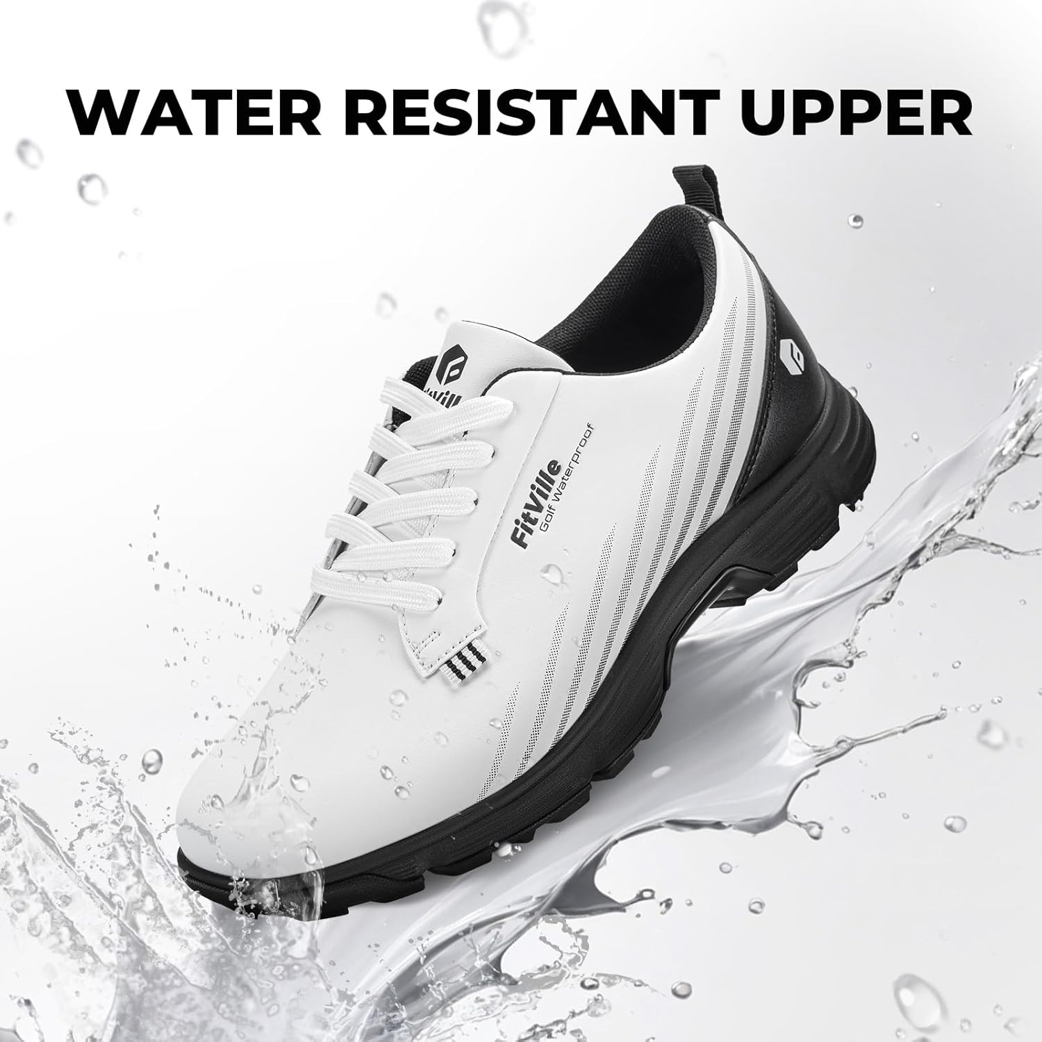 FitVille Men's Wide Golf Shoes with Replaceable Spikes, Arch Support & High-Rebound Cushioning for Long-Distance Walking - Image 7