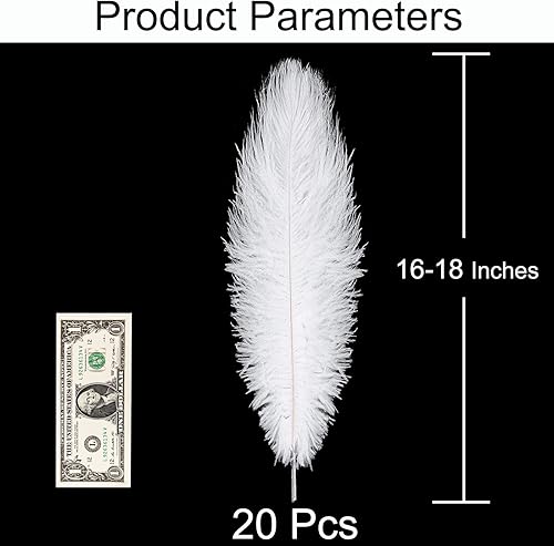 Miniatura 2 de Plumas de avestruz grandes blancas a granel 20 plumas de avestruz de 16-18 pulgadas a granel, plumas grandes para centros de mesa, jarrón, arreglo