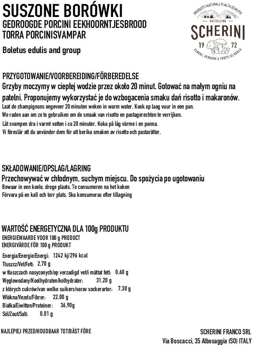 Scherini Valtellina - Boletus edulis laminado deshidratado setas 300g - Imagen 2