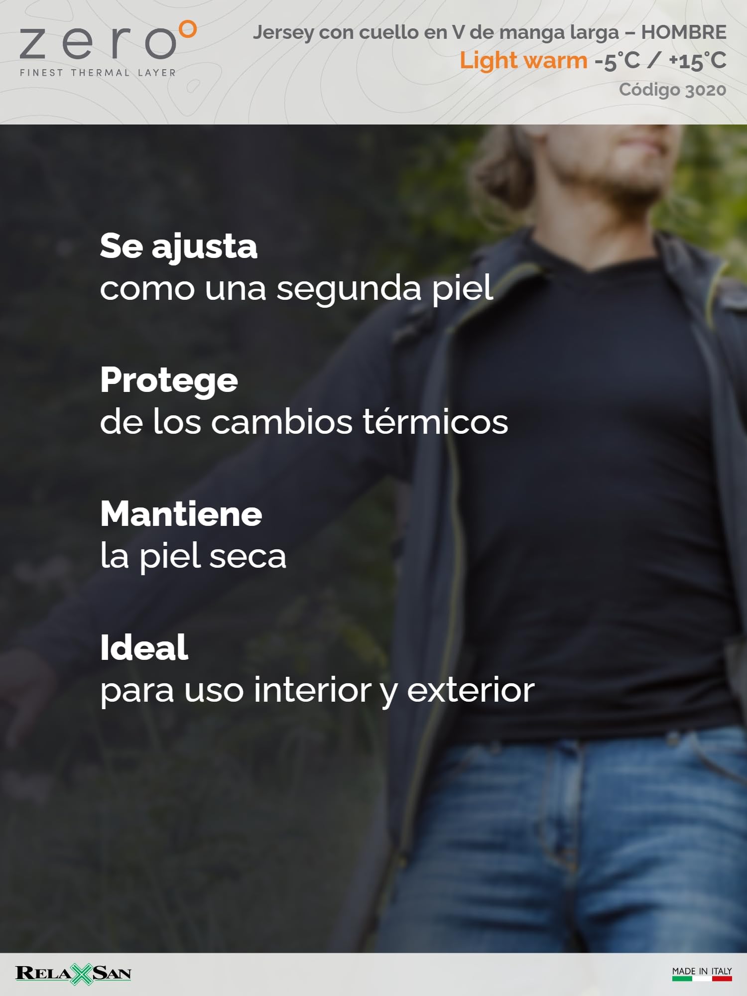 Relaxsan Zero 3020 – Camisa Térmica Invierno Hombre Manga Larga Ropa Interior en Lana Merino y Fibra Dryarn