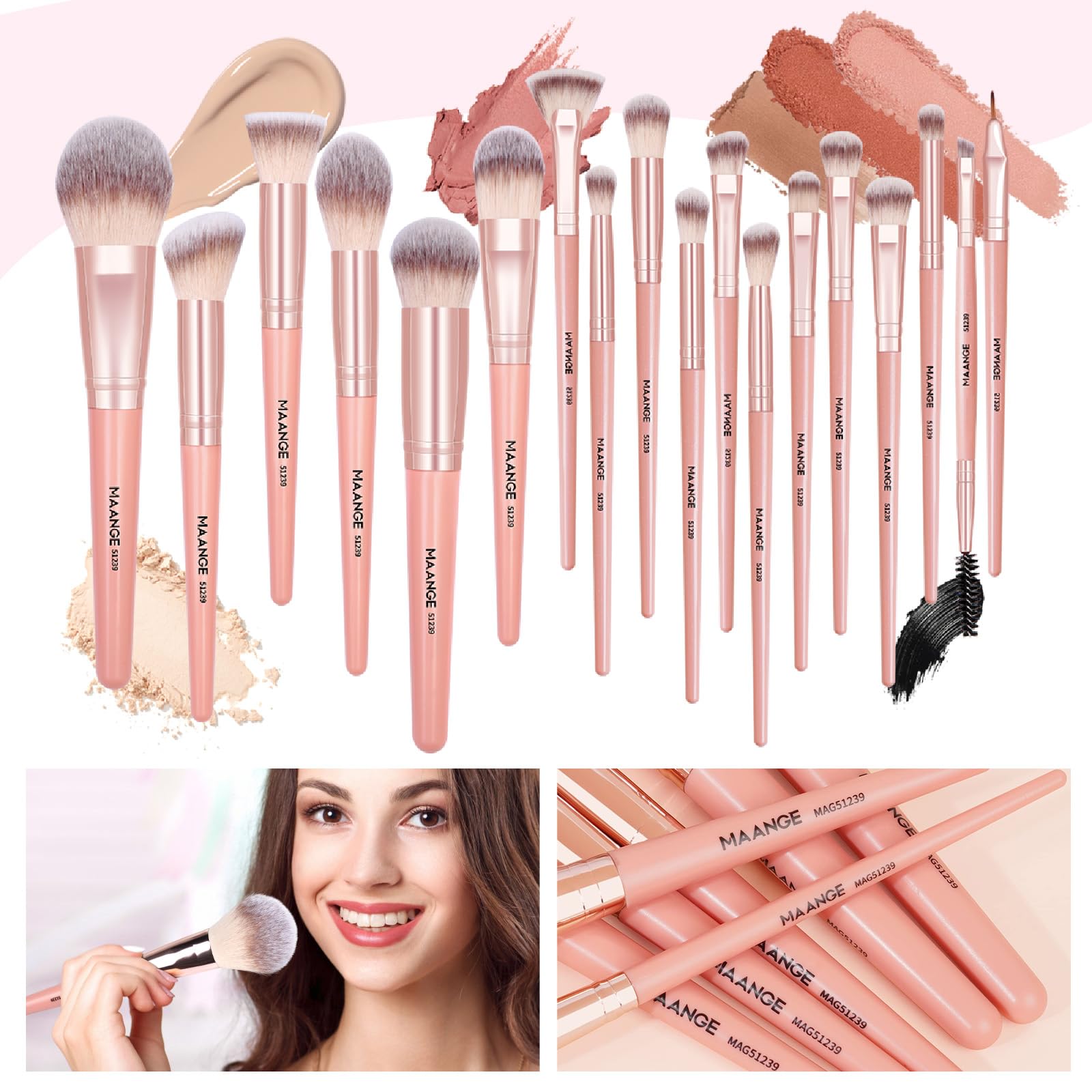 MAANGE Make up Brushes 38 Pcs Makeup Kit, Premium Synthetic Foundation Powder Blending Face & Eyes Makeup Brush Set - Image 2