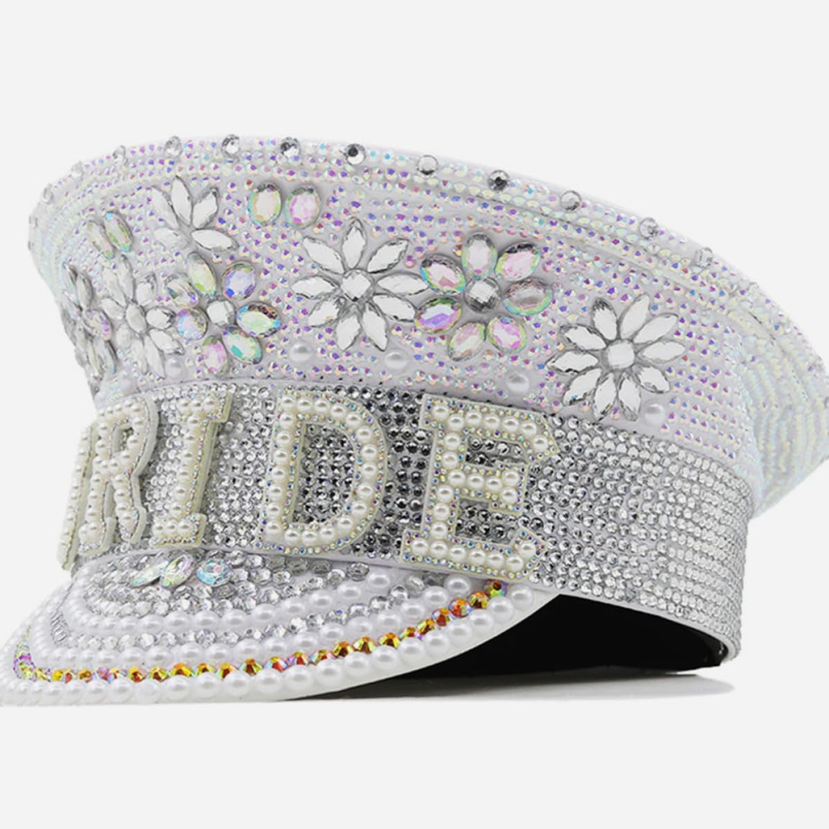 Genérico Sombrero Blanco para Despedida de Soltera Diseño Delicado y Ajustable, Hecho de Cuero y Strass, Adecuado para Fiestas y Eventos Obsequios