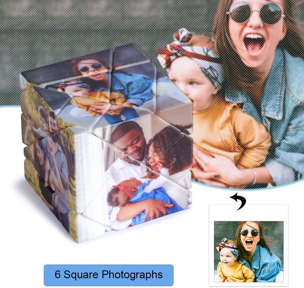 Ramka na zdjęcia, kostka Rubika, niestandardowy obraz, kostka Rubika, blok do zdjęć, spersonalizowane puzzle 3D, obrotowa kostka rubika, prezent dla miłośników przyjaciół, na ślub, dekoracja domu, 7 kwadratów