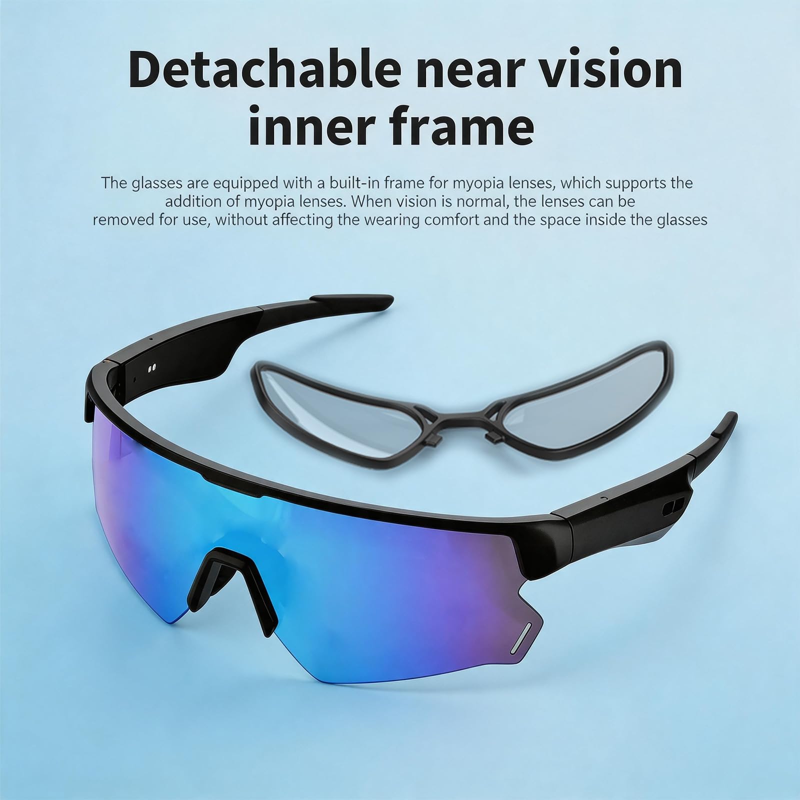 Occhiali intelligenti per ciclismo, occhiali da sole intelligenti con IA | Occhiali Bluetooth aperti - Lenti polarizzate, traduzione in tempo reale in 172 lingue, protezione UV al 100%